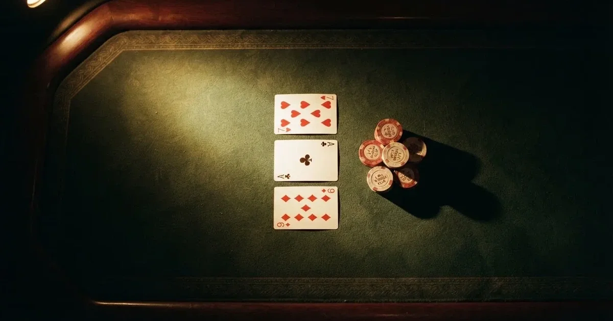 Opplyst spillebord med kort, sett ovenfra — beste casinoer med bingo